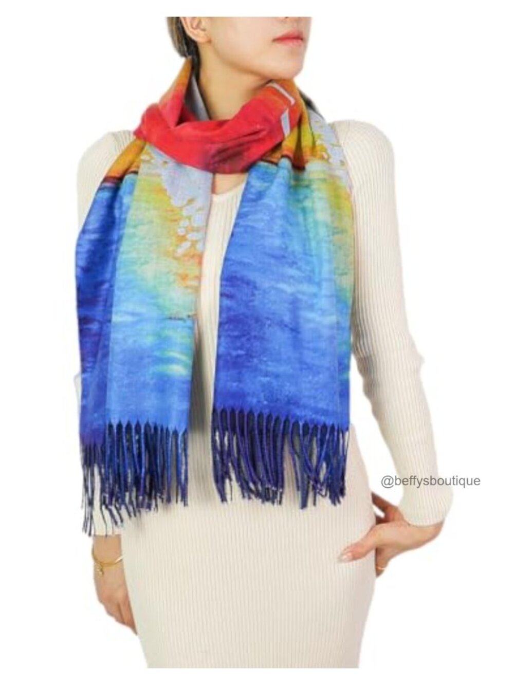 Long Cashmere Feel Shawl Scarf Paisley Art Print Women Warm Wrap